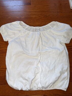 Girls White Short Sleeve Bubble Hem Top